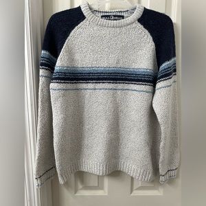 Men’s Warm pullover Classic chunky Bullhead Striped Wool Sweater M FLAW